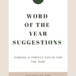 Peach background with text overlay: 100+ Words to intentionally create your year, RaisingSlow.com