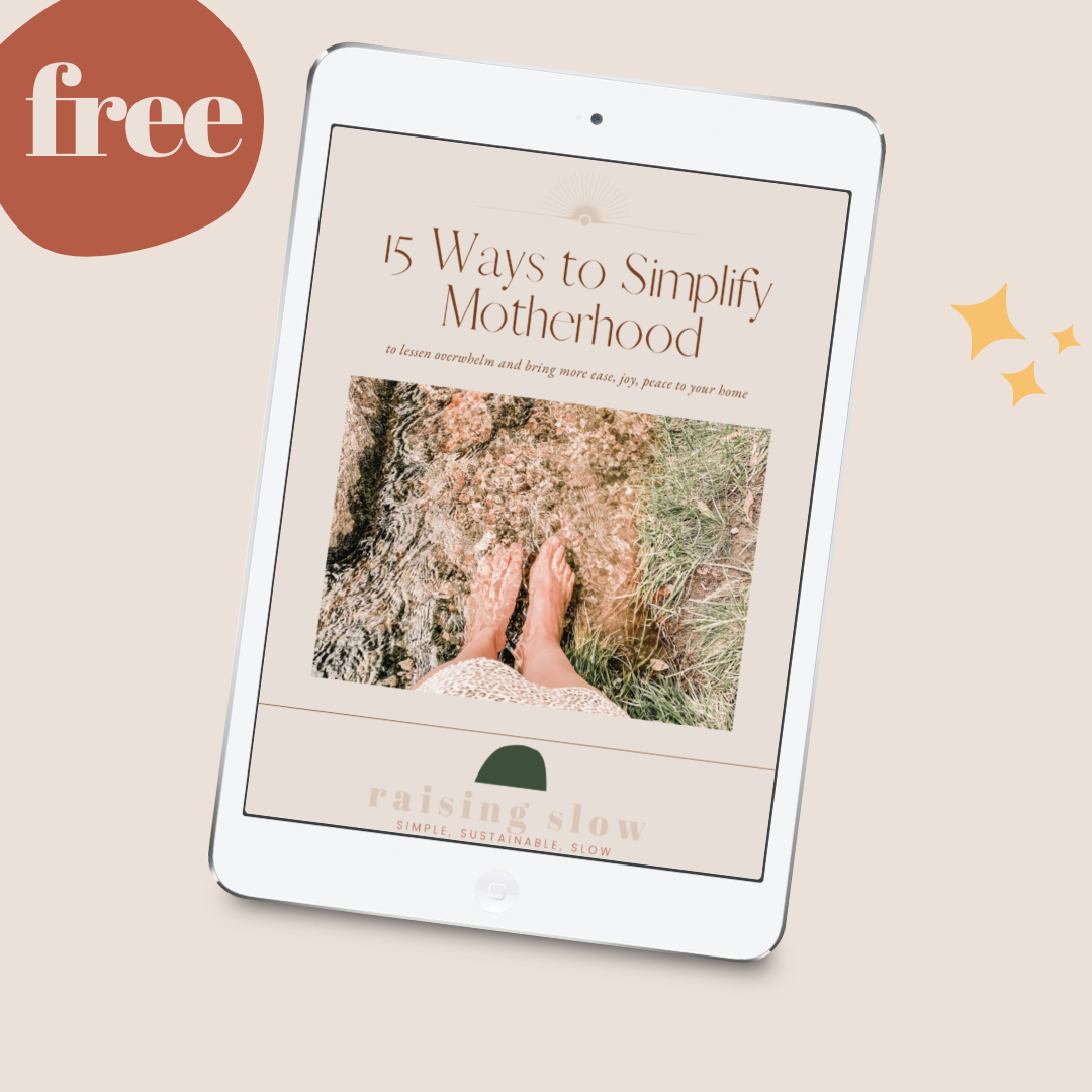 Mockup of15 Ways to Simplify Motherhood with the word Free.