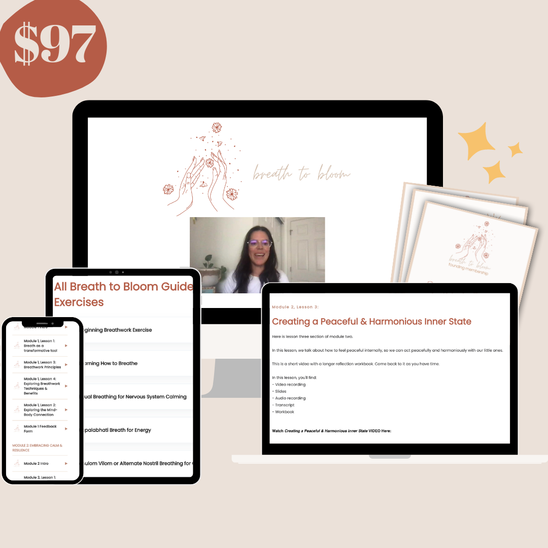 Mockup of Breath to Bloom course with the price: $97.