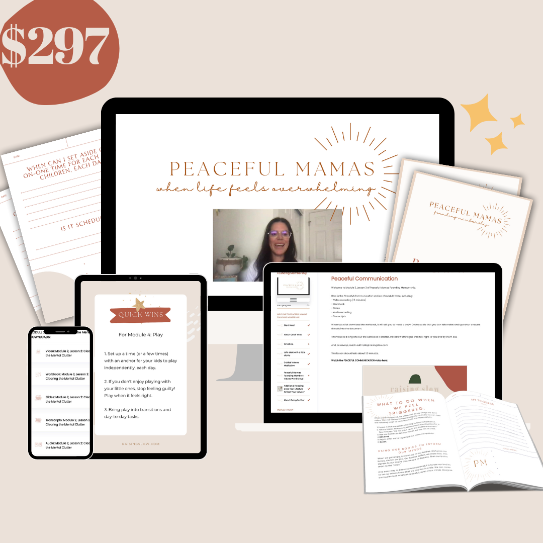 Mockup of Peaceful Mamas course with the price: $297.