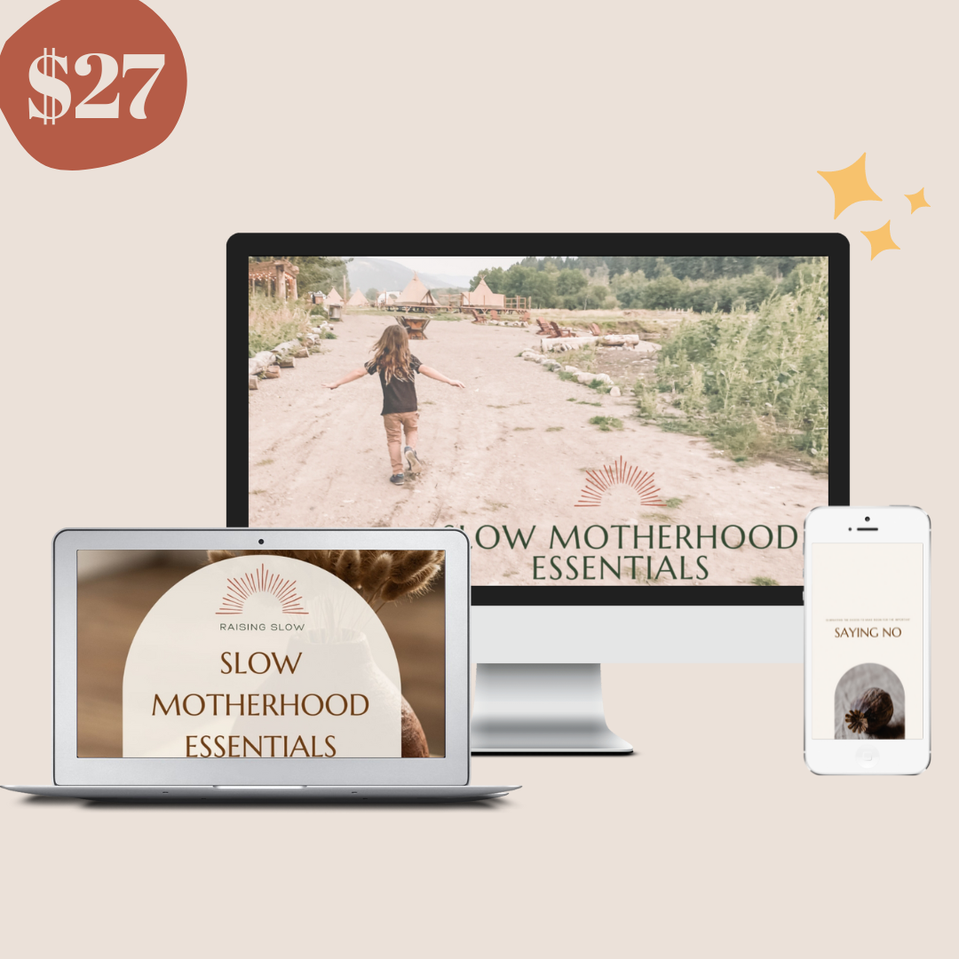 Mockup of Slow Motherhood Essentials with the price: $27