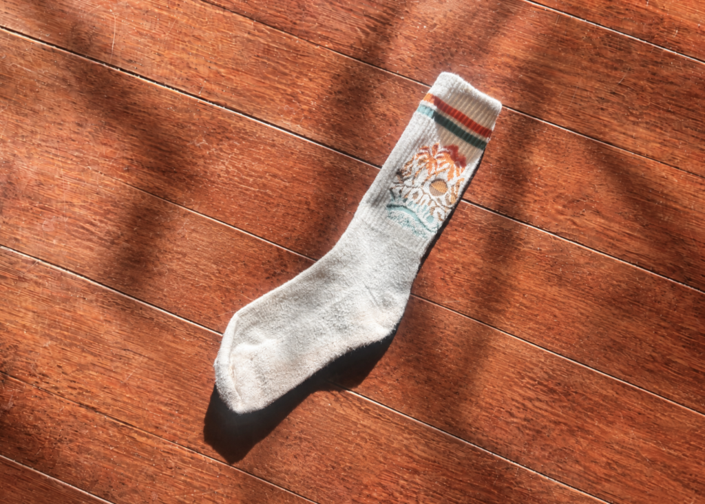 One sock in the morning light.